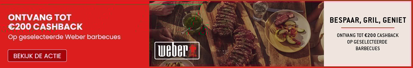Ontvang tot  €200 CASHBACK op Weber barbecues