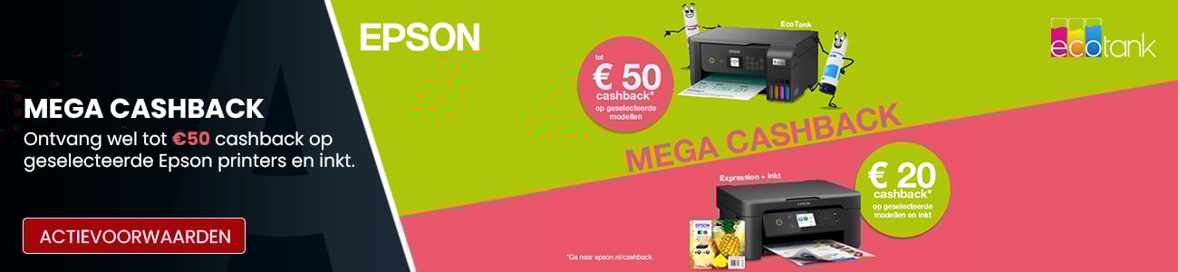 Epson Mega Cashback - ontvang tot €50 cashback
