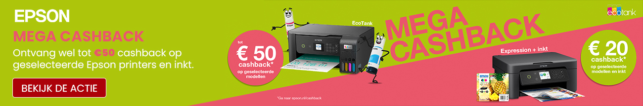 Epson Mega Cashback - ontvang tot €50 cashback