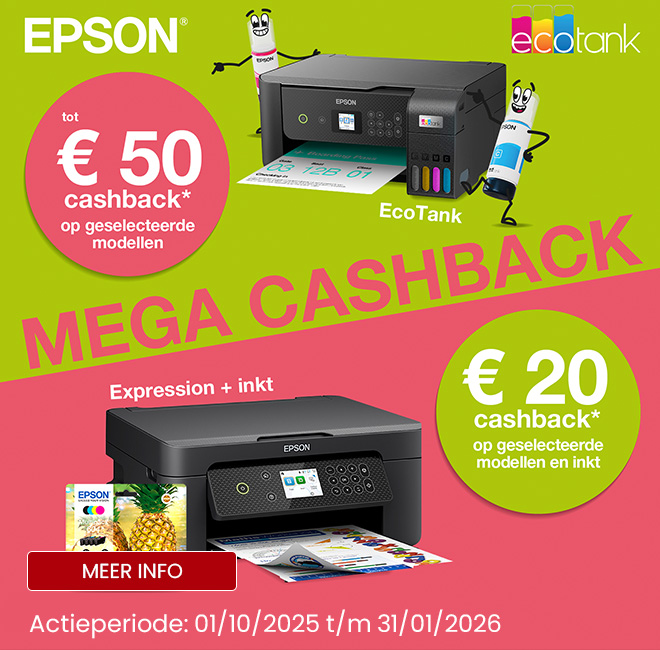Epson Mega Cashback - ontvang tot €50 cashback