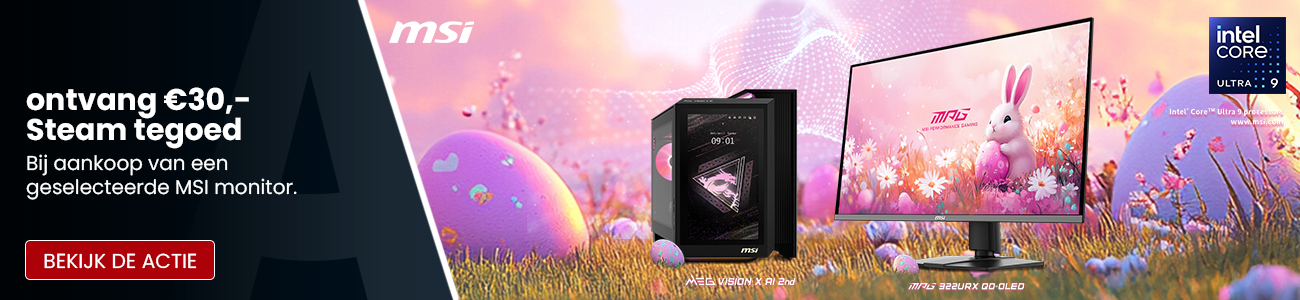 MSI Happy Easter, koop een geselecteerd MSI monitor en ontvang €30,- Steam tegoed