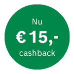  Nu € 15,- cashback