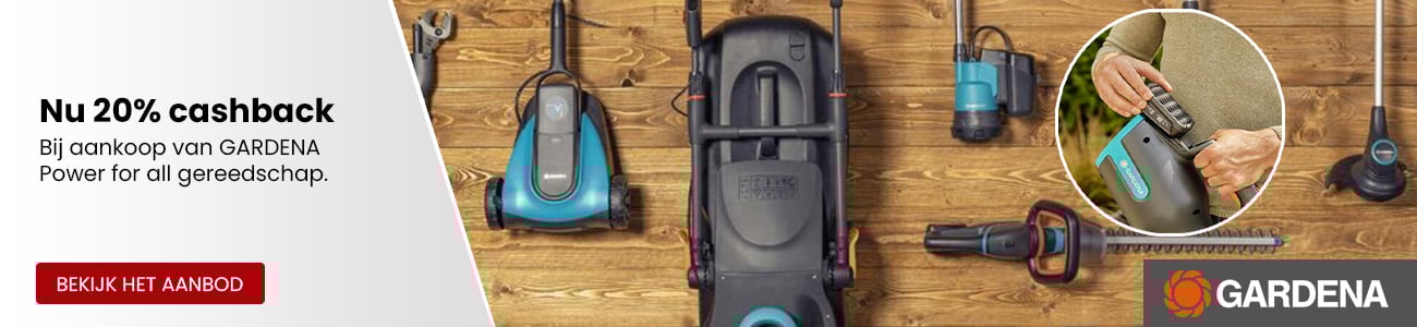 Nu 20% cashback bij aankoop van GARDENA Power for all gereedschap