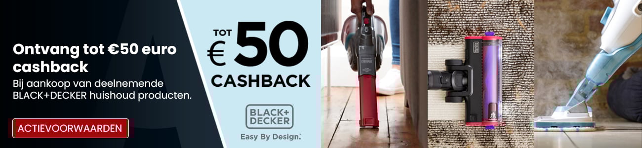Black + Decker stofzuiger cashback tot 50 euro - Listingbanner
