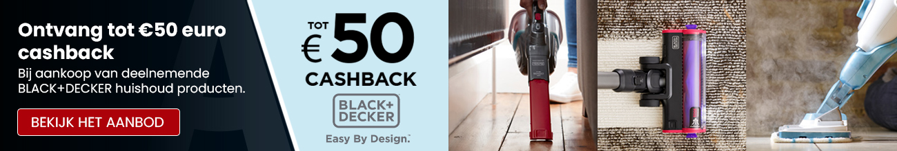 Black + Decker stofzuiger cashback tot 50 euro - Productbanner