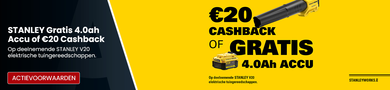 STANLEY Gratis 4.0ah Accu of €20 Cashback
