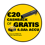 Ontvang tijdelijk een gratis 4.0ah Accu of €20 Cashback