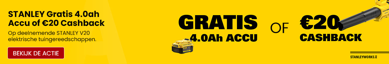 STANLEY Gratis 4.0ah Accu of €20 Cashback