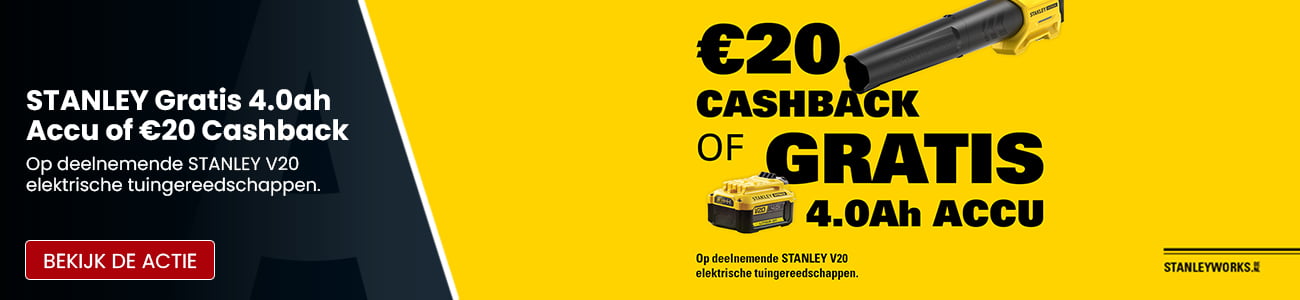 STANLEY Gratis 4.0ah Accu of €20 Cashback