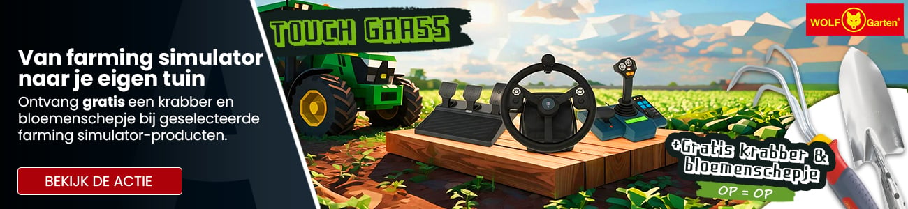 Ontvang gratis een krabber en bloemenschepje bij geselecteerde Farming sim producten.