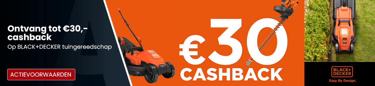 Profiteer van 30 euro cashback op Black Decker tuingereedschap
