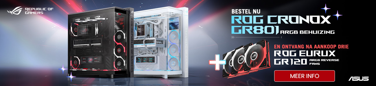 Ontvang nu tijdelijk drie gratis ROG Eurux GR120 ARGB Reverse case fans